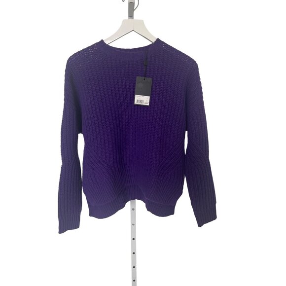 The Kooples Wool Purple Ribbed Knit Cozy Warm Crew Neck Sweater - Picture 4 of 8